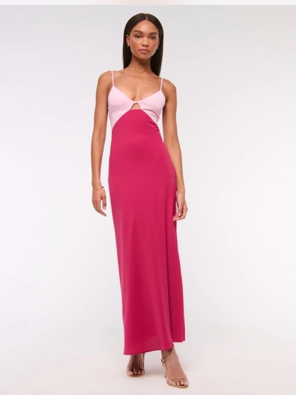 Abercrombie & Fitch Two-Tone Pink Maxi Slip Dress